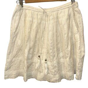 zadig & voltaire white JOXINI cotton drawstring broderie anglaise full skirt M